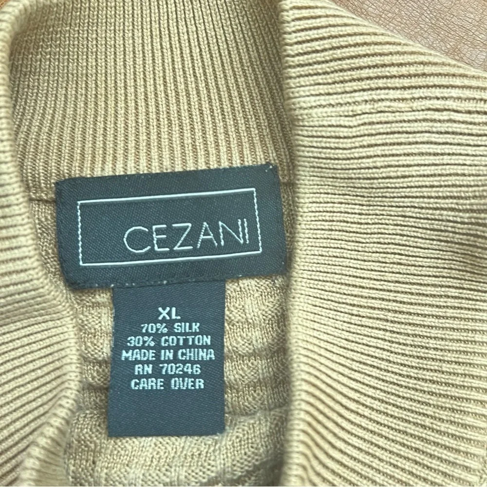 CEZANI Men’s Sz XL Brown Silk Blend Sweater Lightweight Mock Neck